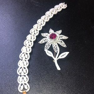 Vintage Trifari  Bracelet with Brooch